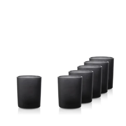 Frosted Glass Candle Containers – Black, 230 ml