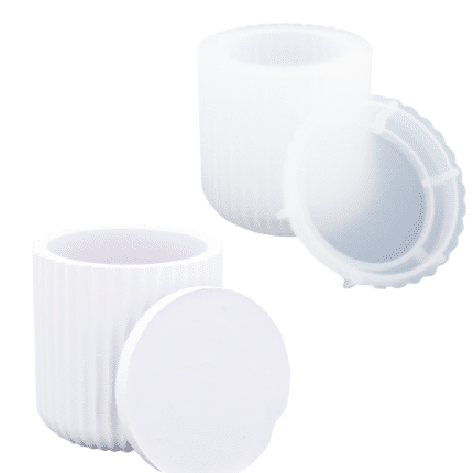 Jesmonite Silicone Mould, ø 7,8 x 8 cm – Stripped Tall Round Container with Lid